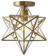 Gold 1-Light Moravian Star Ceiling Light Modern Geometric Semi Flush Mount Light