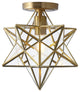 Gold 1-Light Moravian Star Ceiling Light Modern Geometric Semi Flush Mount Light