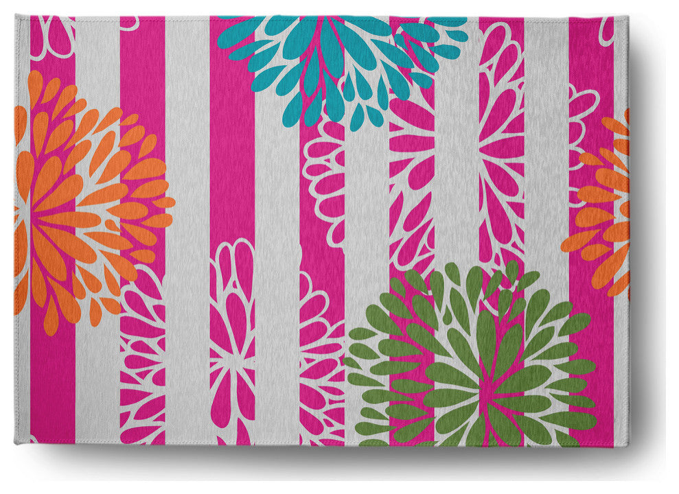 Flower Bursts Spring Chenille Rug, Orange, 5'x7'