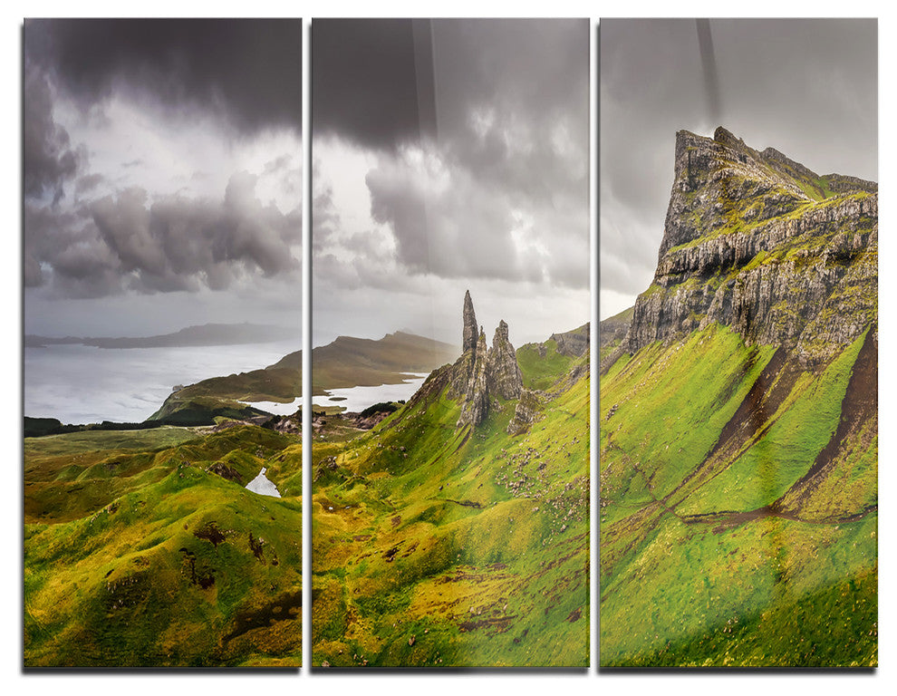 "Storr Mountains Panorama" Photo Metal Wall Art, 3 Panels, 36"x28"