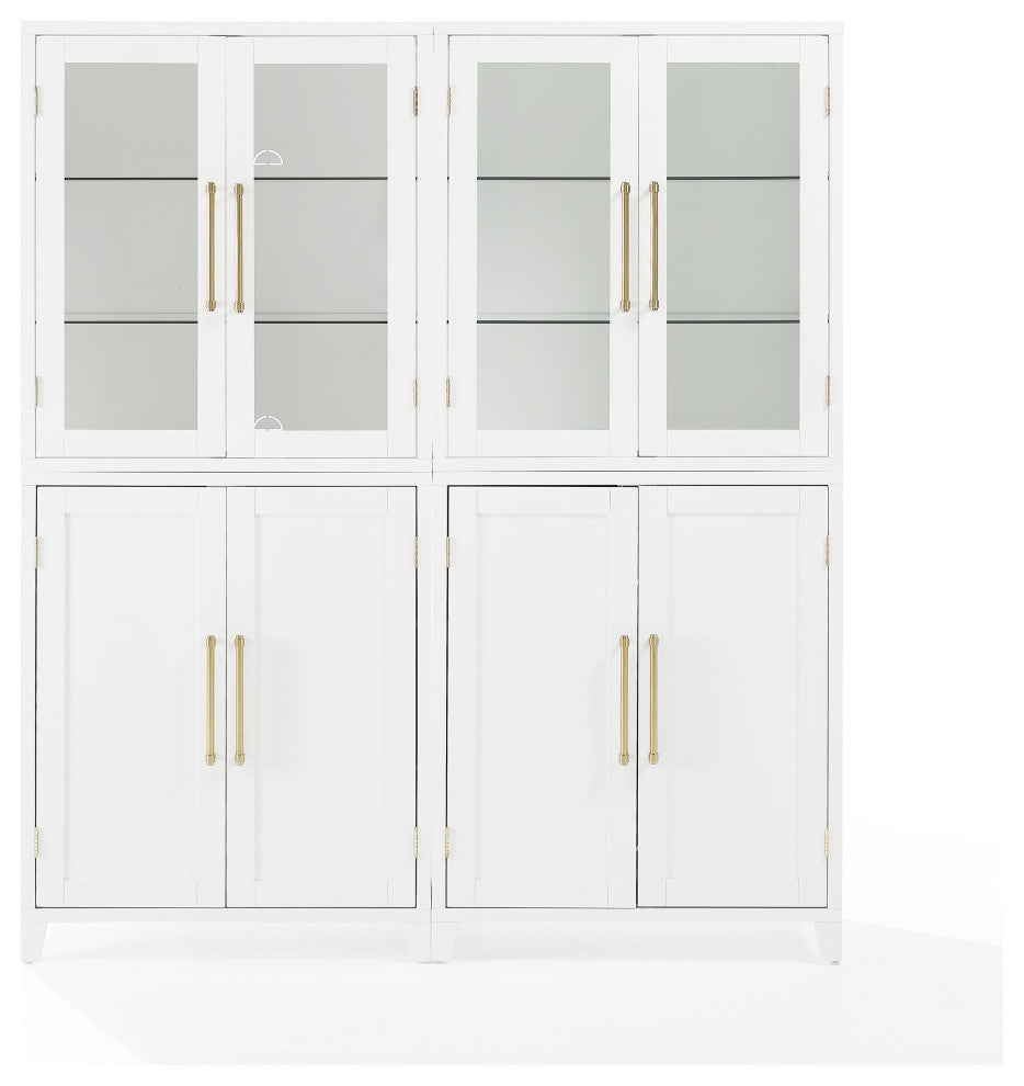 Roarke 2Pc Pantry Storage Cabinet WithGlass Door Hutch Set, 2 Pantries