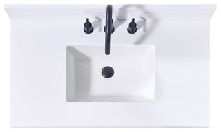 Andalo Engineered Stone Vanity Top, Snow White With White Sink, 37"