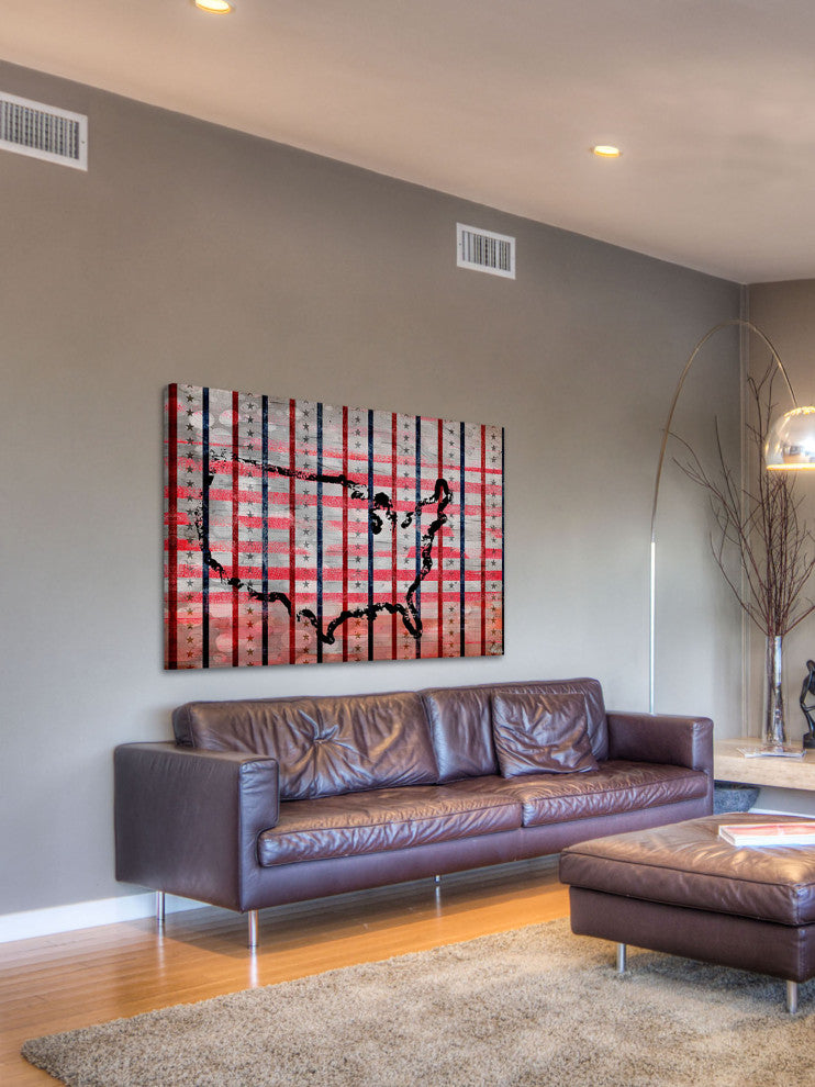 "USA Outline" Print on Canvas, 60"x40"