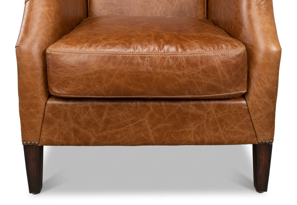 Baker Brown Leather Club Arm Chair