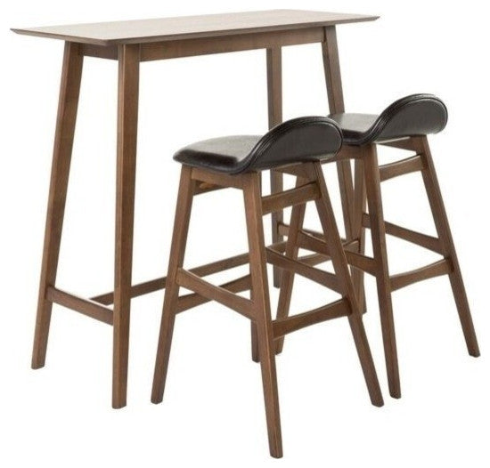 GDF Studio 3-Piece Margaret Natural Wood Finish Bar Set, Dark Brown/Walnut