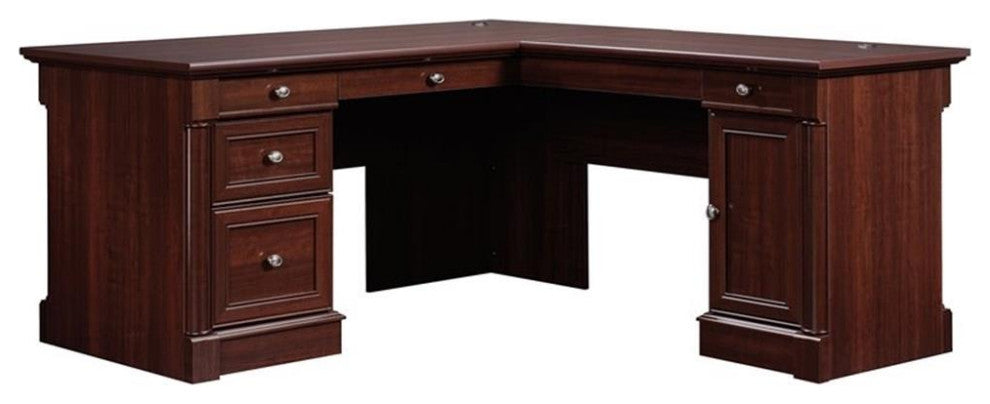 Sauder Palladia Engineered Wood L-Shape Desk in Select Cherry Finish
