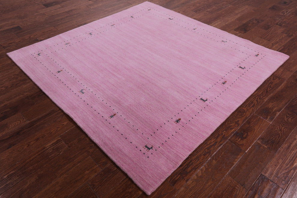 6' Square Handmade Persian Gabbeh Wool Rug - Q15307