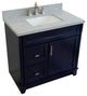 37" Single Sink Vanity, Blue Finish With Gray Granite