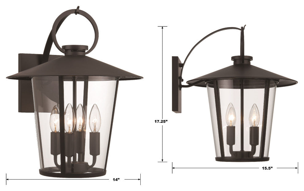 Andover 4-Light Matte Black Outdoor Wall Mount