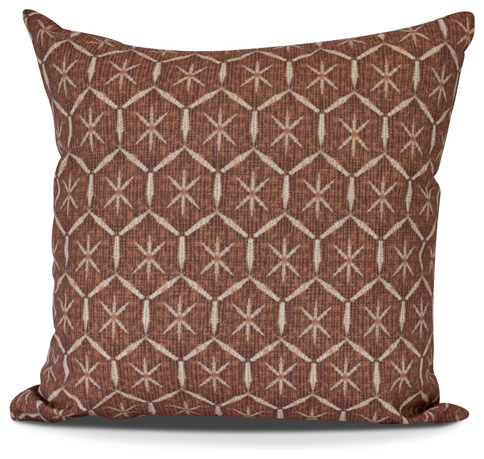 Tufted, Geometric Print Pillow, Maroon, 20" x 20"