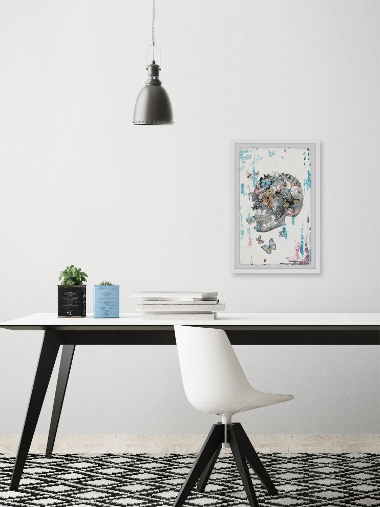 "Butterfly Skull Garden" Framed Painting Print, 16"x24"