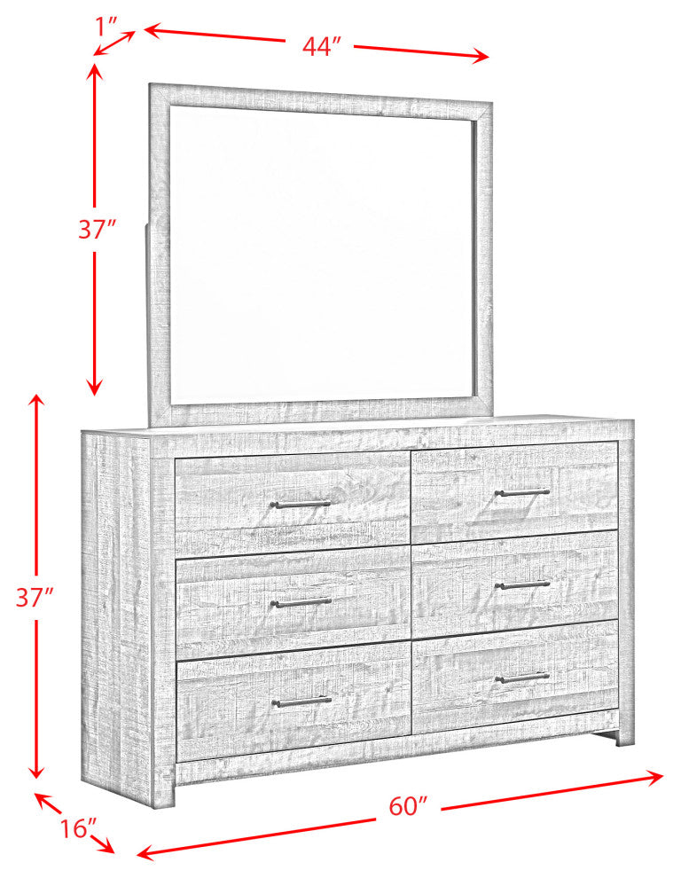 Picket House Furnishings Beckett Bookcase Panel 6PC Bedroom Set with Bluetooth