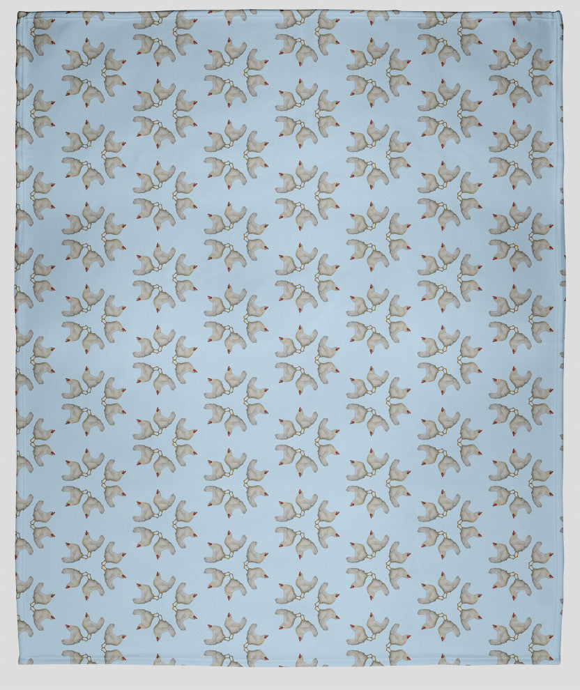 60 x 80 in Chickens-go-round Throw Blanket, After Rain Blue