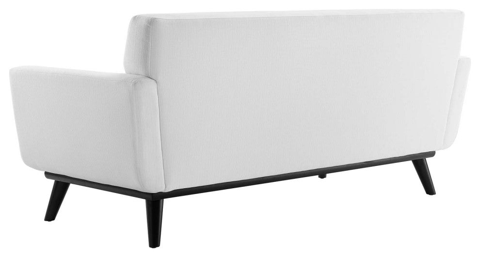 Tufted Loveseat Sofa, Fabric, White, Modern, Living Lounge Hotel Hospitality