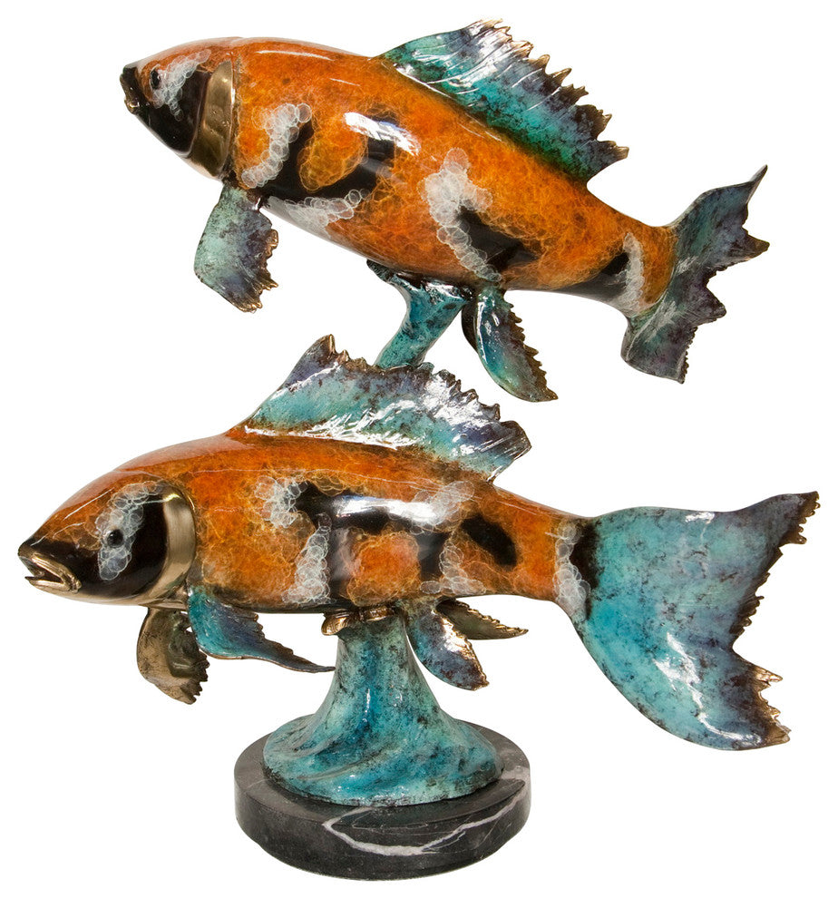Tropical Fish, Marble Base, Special Patina Sculpture