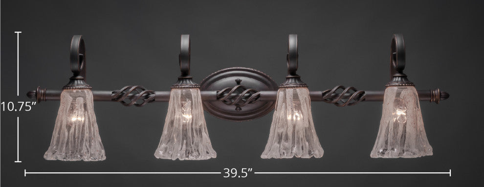 Elegante 4-Light Bath Bar, Fluted Italian Ice
