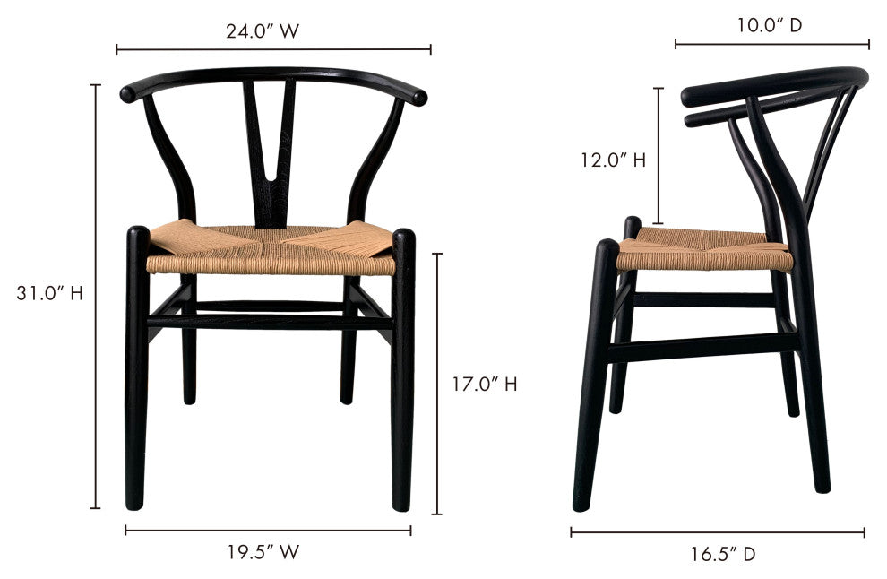 Ventana Dining Chair Black And Natural, Set of 2
