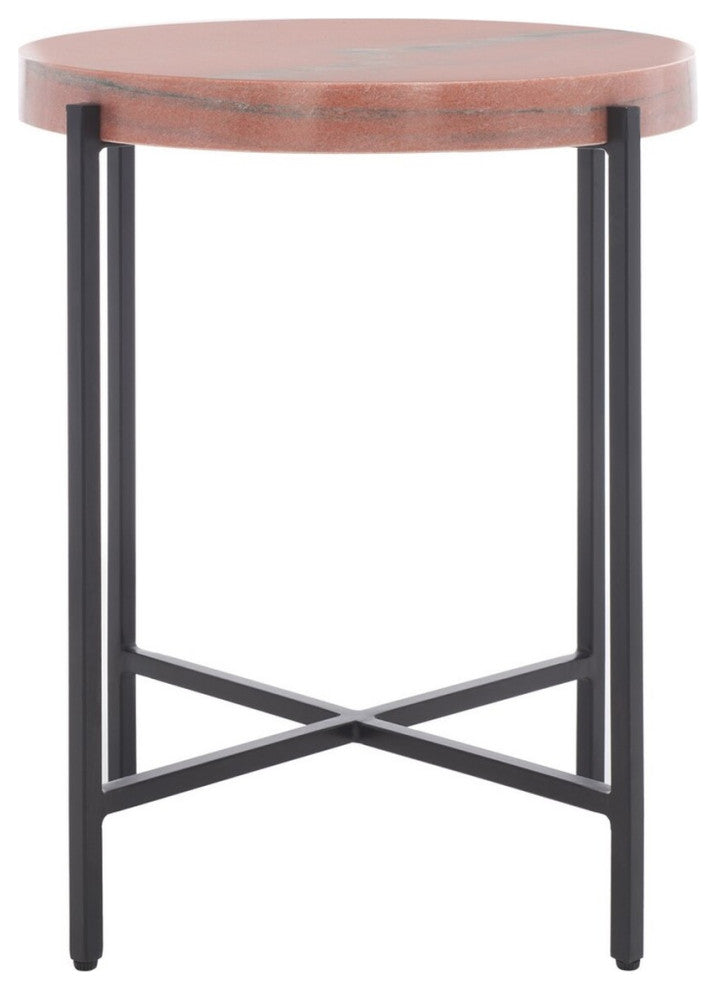 Safavieh Azula Stone Top Accent Table, Burnt Orange/Black