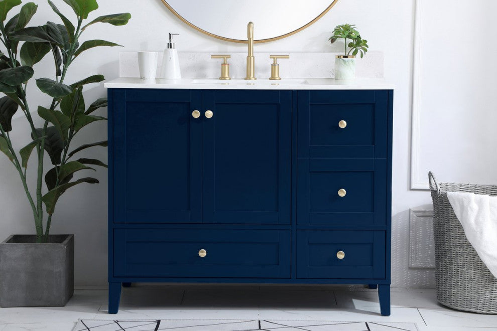 Sadie 42" Single Bathroom Vanity, Blue With Backsplash