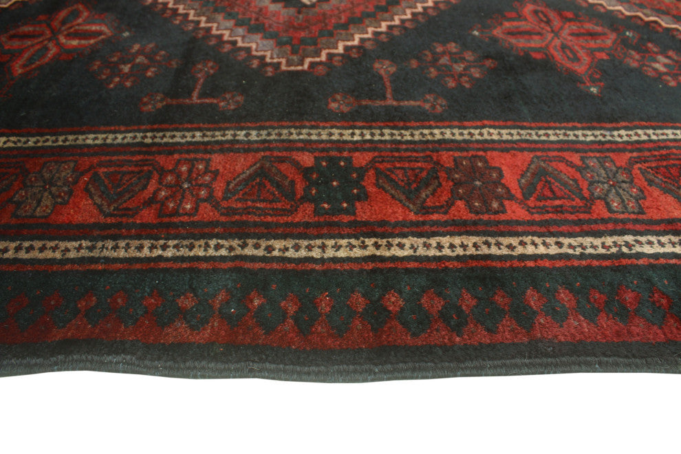 Vintage Distressed Brixton Black/Rust Rug, 5'3x9'1