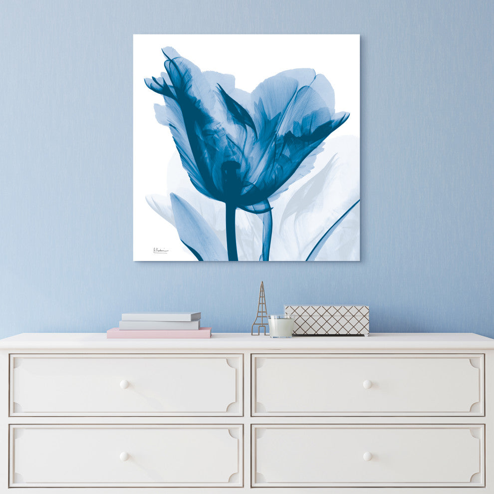 "Lusty Blue Tulip" Frameless Free Floating Panel Graphic Wall Art, 24"x24"