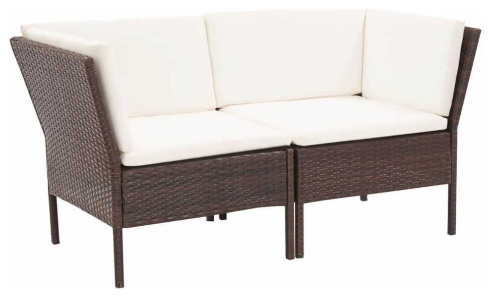 vidaXL 6-Piece Garden Lounge Set With Cushions Poly Rattan Brown