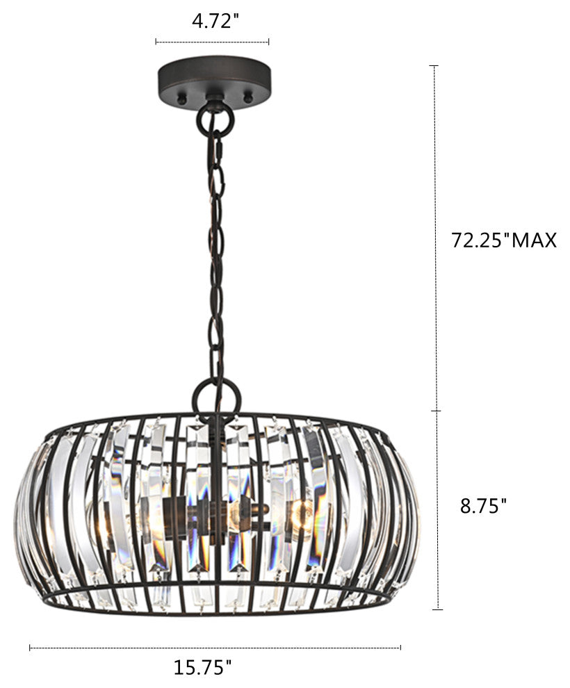 CHLOE Lighting Kennedy Transitional 3-Light Rubbed Bronze Ceiling Pendant