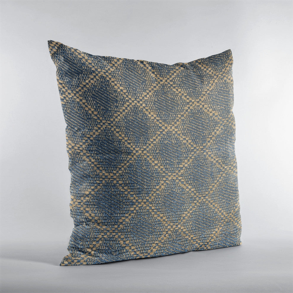 Plutus Blue Diamond Cut Diamond Luxury Throw Pillow, 22"x22"