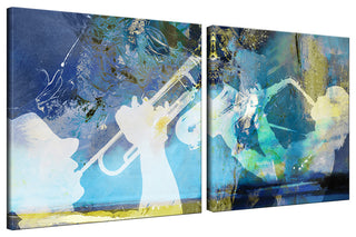 Trombone and Sax Canvas Wall Art, 2-Piece Set