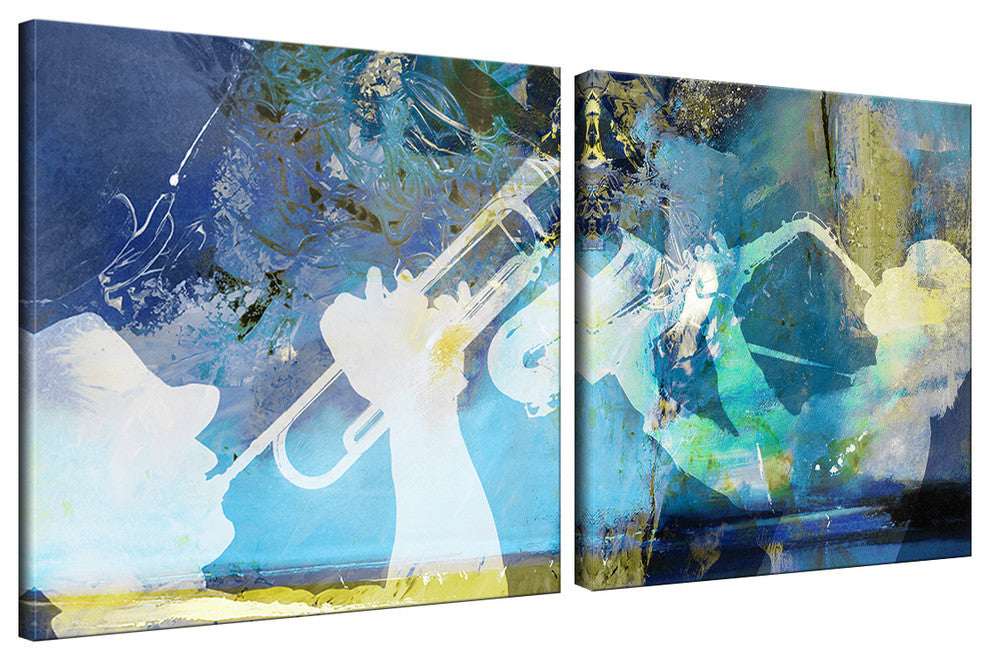 Trombone and Sax Canvas Wall Art, 2-Piece Set