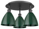 Ballston Dome-3 Light 19" Flush Mount-Matte Black, Green Shade