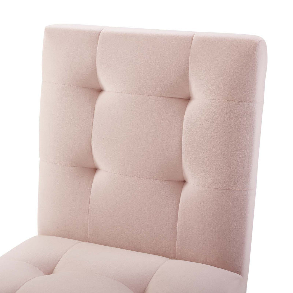 Side Dining Chair, Velvet, Metal, Gold Pink, Modern, Cafe Bistro Restaurant