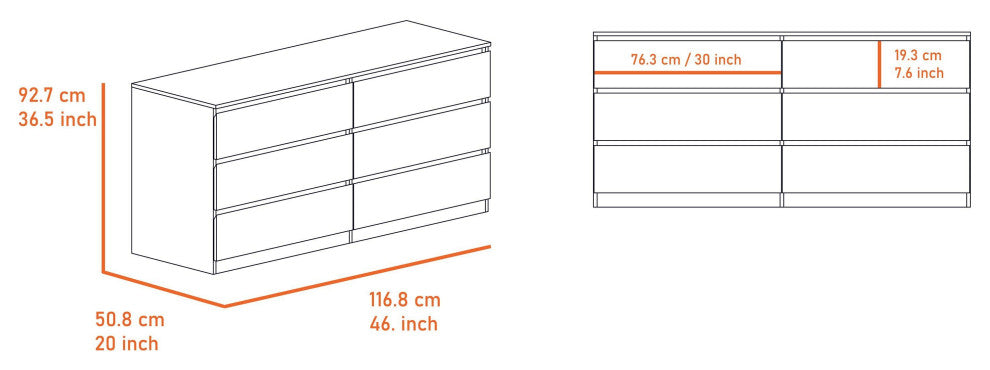 FM Furniture Wyoming 2-Piece Bedroom Set With Armoire and 6-Drawer Dresser