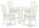 5-Pc Dinette Set 4 Dining Chair, Wood Dining Table, Linen White