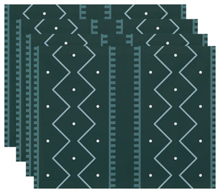 Mudcloth, Geometric Print Placemat, Green (Set of 4), 18 x 14"