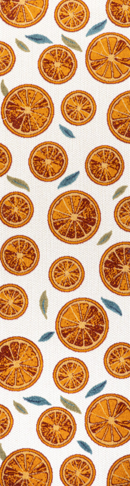 Aranciata Citrus Slice High-Low Indoor/Outdoor Area Rug, Orange/Cream, 2 X 8