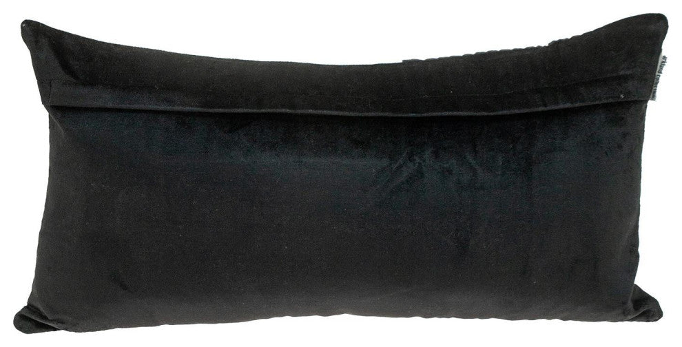Black and White Quilted Color Block Velvet Lumbar Throw Pillow