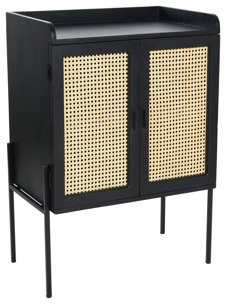 Metal & Mango Wood Cabinet, Black