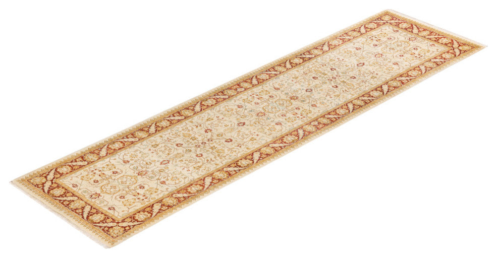 Saharanpur, One-of-a-Kind Hand-Knotted Area Rug Ivory, 3'1"x10'7"