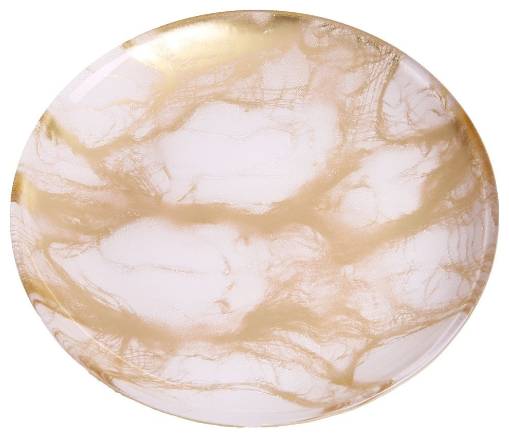 Classic Touch Gold-White Marble Plates, Set of 4