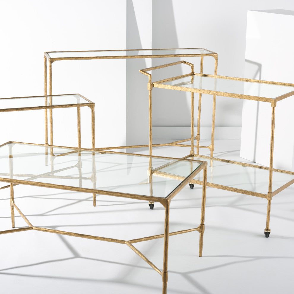 Safavieh Couture Isabellina Metal Console Table, Brass / Clear