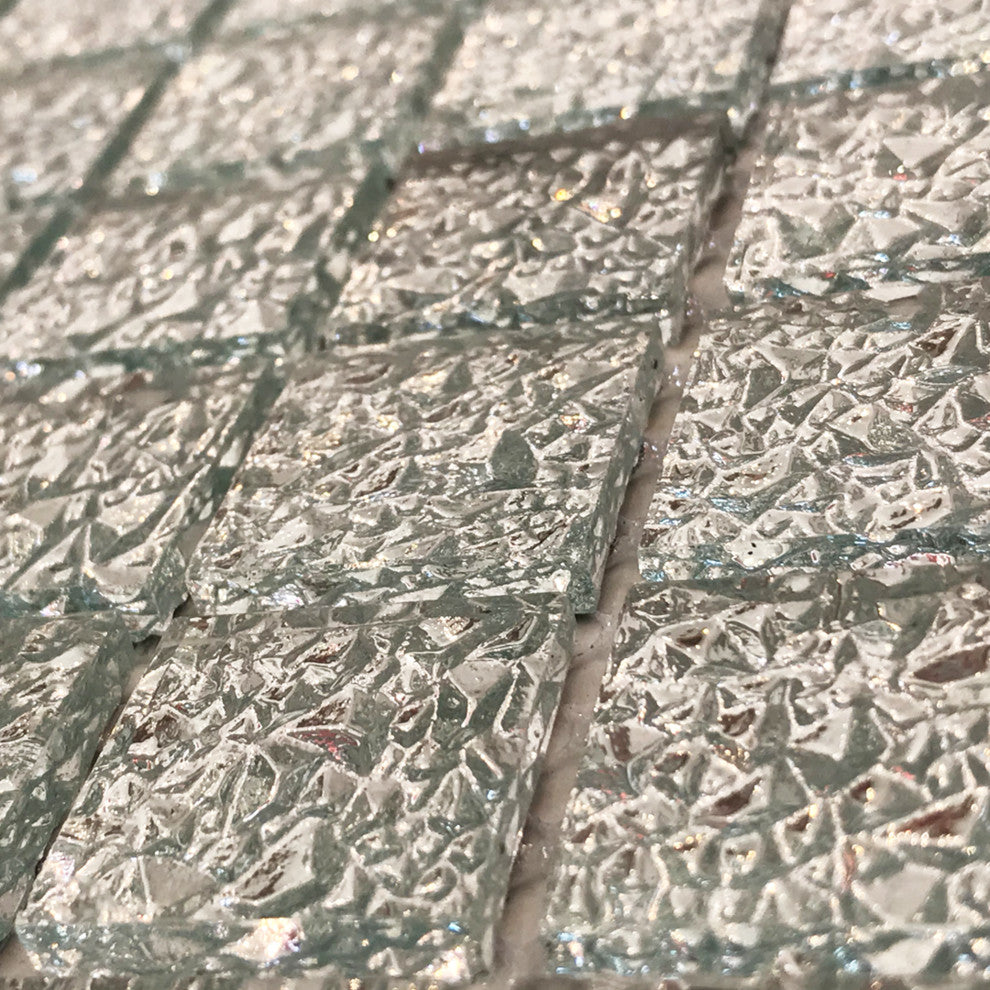 11.5x11.5 Crackel Glass Tile, Silver