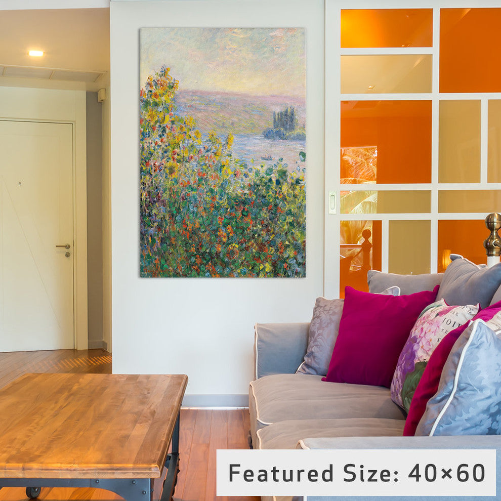 "Flower Beds At Vetheuil" Wrapped Canvas Art Print, 40x26x1.5
