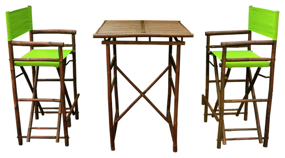 Director High Square 3-Piece Table Set, Green, Espresso