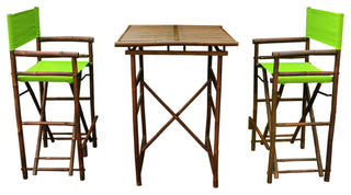 Director High Square 3-Piece Table Set, Green, Espresso