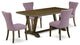 5-Piece, 4 Chairs and Table With Jacobean Table Top, Jacobean