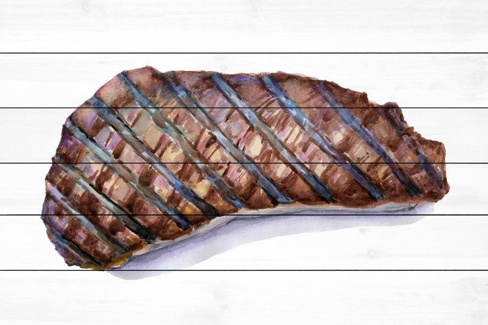 "On the Grill" Painting Print on White Wood, 36"x24"