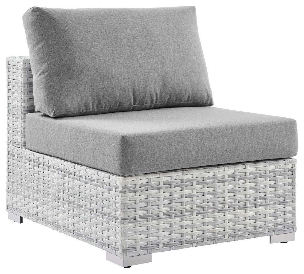 Lounge Sectional Sofa Chair Set, Rattan, Wicker, Gray, Modern, Outdoor