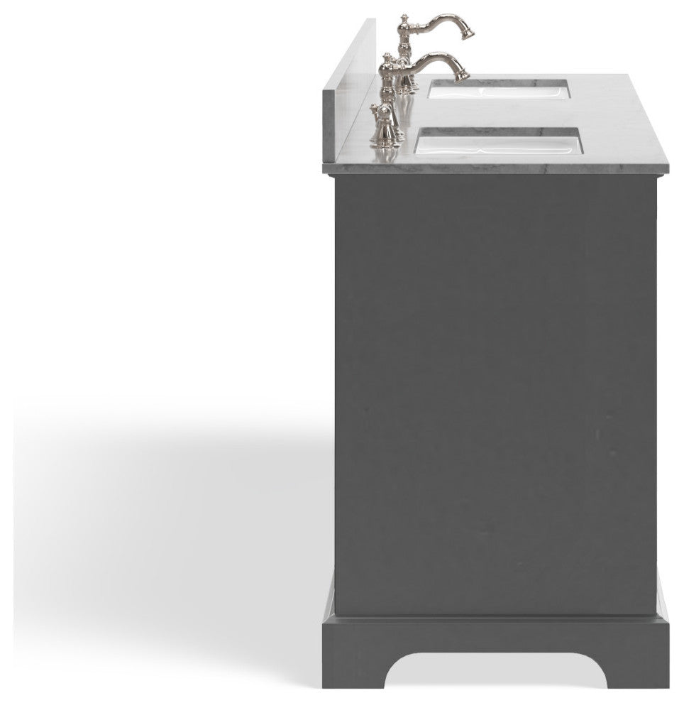 Cascade Bath Vanity, Sapphire Gray, 60", Brushed Nickel Hardware, Double, Freestanding