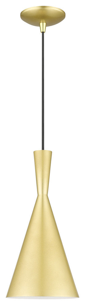 Waldorf 1-Light Soft Gold Pendant, Polished Brass Accents
